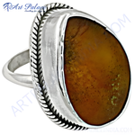 Load image into Gallery viewer, Sterling silver ring featuring a large brown gemstone, perfect for women's jewelry.