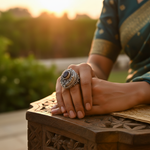 Load image into Gallery viewer, 925 Silver Garnet Ring for Women | Statement Ring