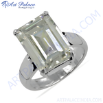 Load image into Gallery viewer, A stunning silver ring featuring a large, rectangular emerald-cut gemstone.