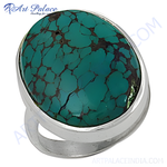 Load image into Gallery viewer, 925 sterling silver statement ring featuring a large oval turquoise gemstone in a polished setting.