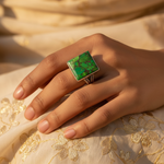 Load image into Gallery viewer, 925 Silver Green Gemstone Ring for Women | Statement Jewelry