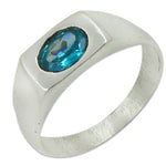 将图像加载到图库查看器中, 925 Silver Blue Topaz Ring for Men | Gemstone Jewelry Gift