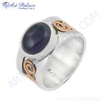 Load image into Gallery viewer, 925 sterling silver amethyst cocktail ring with rose gold plating accents, a statement piece of jewelry.