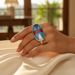 Load image into Gallery viewer, Silver Geometric Stone Ring for Women | Statement Jewelry