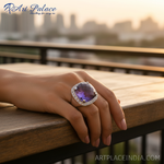 Load image into Gallery viewer, Amethyst Gemstone Ring in Silver for Women | Statement Jewelry