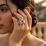 将图像加载到图库查看器中, 925 Silver Smoky Quartz Ring | Floral Design for Women