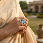 Load image into Gallery viewer, 925 Silver Blue Topaz Ring for Women | Pear-Cut Gemstone