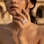 将图像加载到图库查看器中, Silver Oval & Round Diamond Ring for Women | Engagement Jewelry