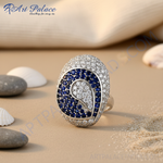 Load image into Gallery viewer, Silver Sapphire & Diamond Ring for Women | Cocktail Ring
