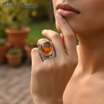 Load image into Gallery viewer, 925 Silver Amber Ring for Men | Statement Jewelry Gift
