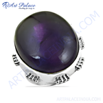 Load image into Gallery viewer, 925 sterling silver statement ring with large oval black pearl gemstone.