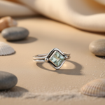 将图像加载到图库查看器中, 925 Silver Aquamarine Ring for Women | Square Stone