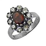 将图像加载到图库查看器中, Silver Garnet Ring for Women | Floral Design | Gift