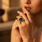 Load image into Gallery viewer, 925 Sterling Silver Onyx Ring for Men | Square Stone Jewelry