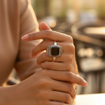 Load image into Gallery viewer, 925 Sterling Silver Onyx Ring for Men | Square Stone Jewelry