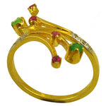 将图像加载到图库查看器中, gold plating Ring with Emerald & Ruby Gemstones for Women