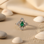 将图像加载到图库查看器中, 925 Silver Emerald Ring for Women | Gemstone Jewelry
