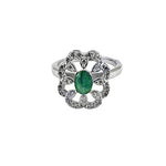 将图像加载到图库查看器中, Silver Emerald Ring for Women | Floral Design | Gift
