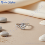 Load image into Gallery viewer, Silver Solitaire Engagement Ring | Round Cut Diamond | For Her