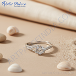 Load image into Gallery viewer, Silver Solitaire Engagement Ring | Cubic Zirconia | For Women