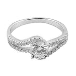 Load image into Gallery viewer, Silver Solitaire Engagement Ring | Round Cut Diamond | For Women