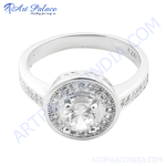 Load image into Gallery viewer, 925 sterling silver halo ring with clear cubic zirconia center stone, sparkling for women