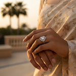 将图像加载到图库查看器中, 925 Silver Heart Halo Ring | Diamond Simulant | Gift