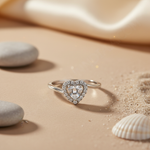 将图像加载到图库查看器中, 925 Silver Heart Halo Ring | Diamond Simulant | Gift