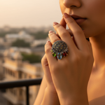 Load image into Gallery viewer, 925 Sterling Silver Gemstone Marcasite Ring for Women