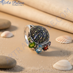 Load image into Gallery viewer, 925 Sterling Silver Gemstone Marcasite Ring for Women