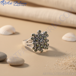 Load image into Gallery viewer, 925 Silver Marcasite Ring for Women | Square Stone Design