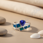 Load image into Gallery viewer, Silver Tanzanite & Opal Ring for Women | Statement Ring
