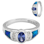 将图像加载到图库查看器中, 925 Silver Blue Opal & Tanzanite Ring for Women | Gift Jewelry