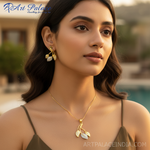 Load image into Gallery viewer, gold plating Leaf Pendant Earrings Set | Crystal Jewelry for Women