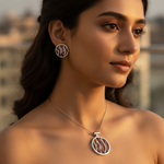 Load image into Gallery viewer, 925 Silver Ruby Stud Earrings & Pendant Set | Women's Jewelry Gift