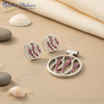 Load image into Gallery viewer, 925 Silver Ruby Stud Earrings & Pendant Set | Women's Jewelry Gift