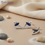 Load image into Gallery viewer, Silver Sapphire Jewelry Set | Stud Earrings & Pendant for Women