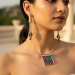 Load image into Gallery viewer, 925 Silver Emerald & Ruby Earrings & Pendant Set | Women's Jewelry