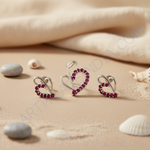 Load image into Gallery viewer, Silver Ruby Heart Jewelry Set | Earrings & Pendant | For Women