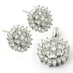 Load image into Gallery viewer, Silver Flower Earrings & Pendant Set | Cubic Zirconia Jewelry