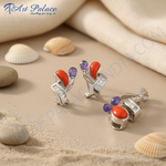 Load image into Gallery viewer, Silver Coral & Gemstone Earrings Set for Women | Luxury Jewelry