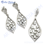 Load image into Gallery viewer, 925 sterling silver dangle earrings with sparkling diamonds in a teardrop design