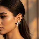 Load image into Gallery viewer, Silver Bow Stud Earrings | Cubic Zirconia | Women's Gift