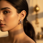 Load image into Gallery viewer, Silver Hoop Earrings with Pink Gemstones | Women's Jewelry