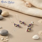 Load image into Gallery viewer, 925 Silver Multi-Gemstone Earrings & Pendant Set | Women's Jewelry