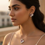 Load image into Gallery viewer, Silver Heart Ruby Stud Earrings for Women | Gift Jewelry