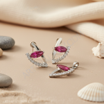 Load image into Gallery viewer, Silver Ruby Earrings and Pendant Set | Women's Jewelry Gift