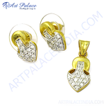 Load image into Gallery viewer, gold plating-tone crystal stud earrings and pendant set, perfect for special occasions or gifting.