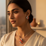 Load image into Gallery viewer, Silver Coral Gemstone Jewelry Set for Women | Gift Jewelry