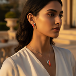 Load image into Gallery viewer, Silver Coral Earrings for Women | Statement Jewelry